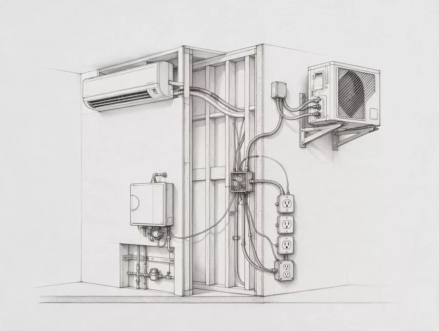Illustrazione impianti termici ed elettrici